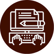 hands typing on computer and pencil resting near screen